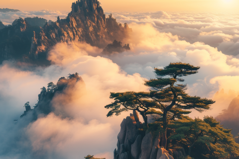 AI绘画-黄山日出